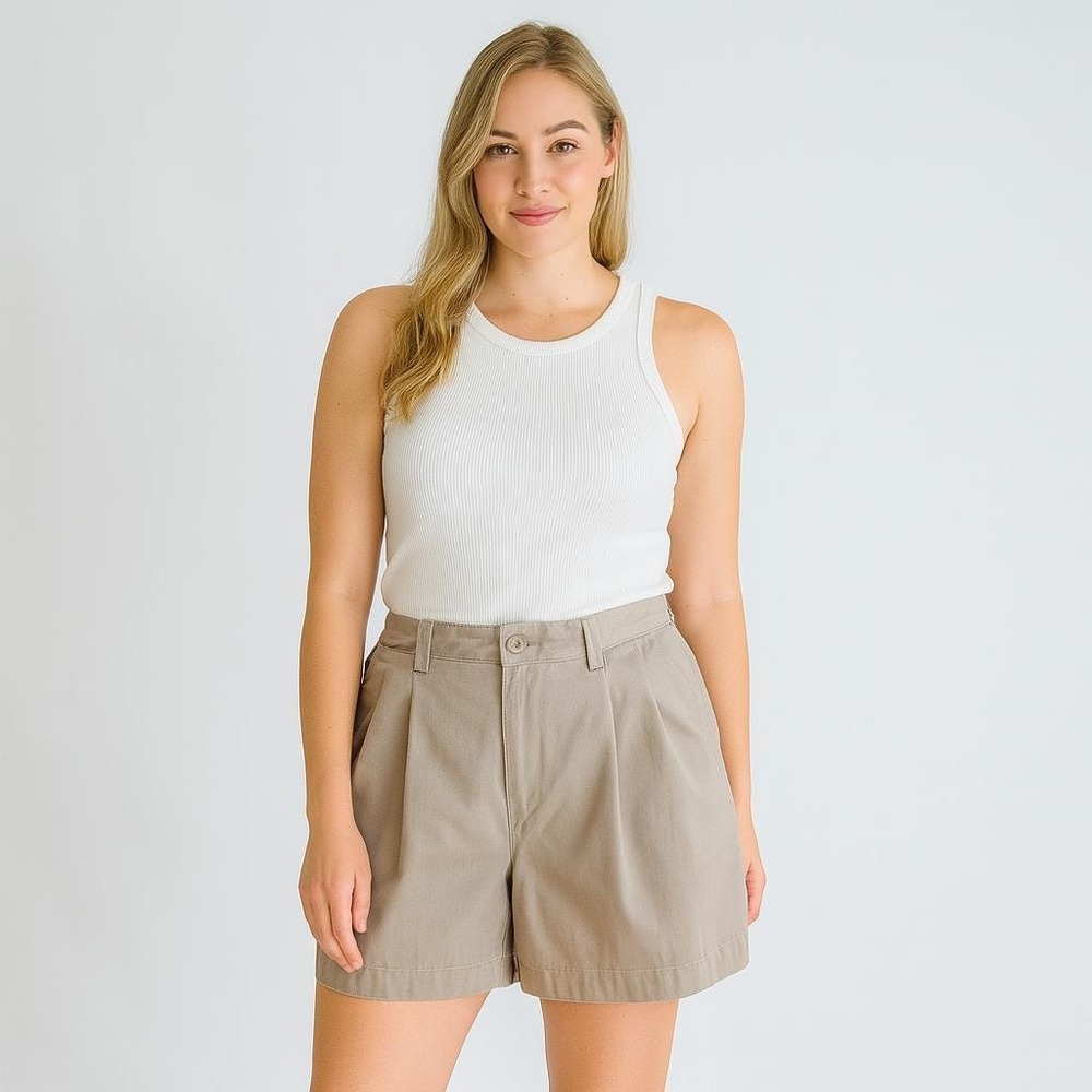 high waisted shorts 90s vintage‎ Dockers beige greige khaki shorts